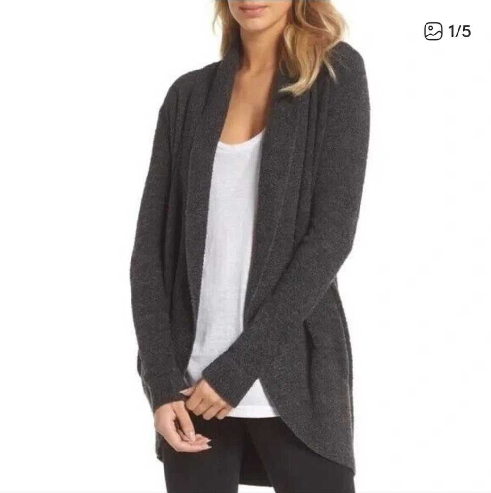Barefoot Dreams Cozy Chic Light Medium Cardigan‎ Sweater Brown Gray